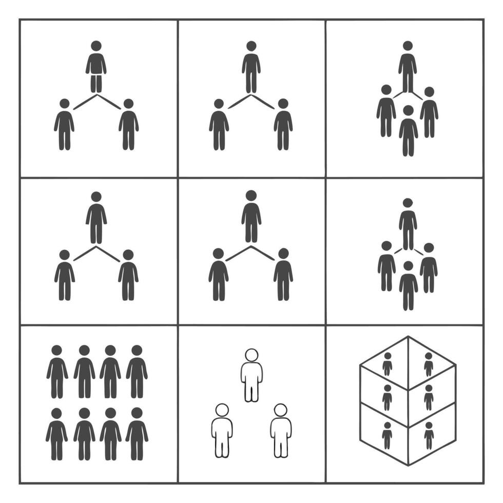 Organizational Chart Icons Hierarchy and Team Structures vector