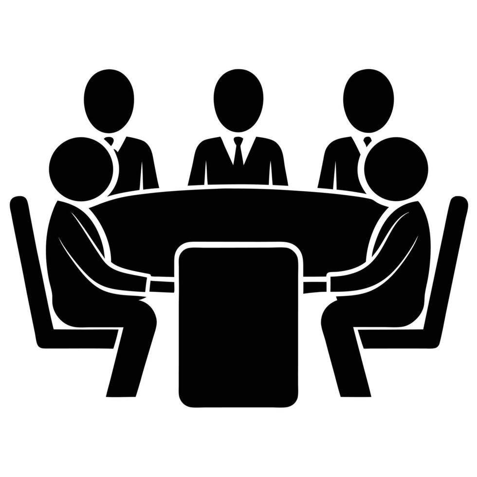 Business People Meeting Around a Round Table Icon vector