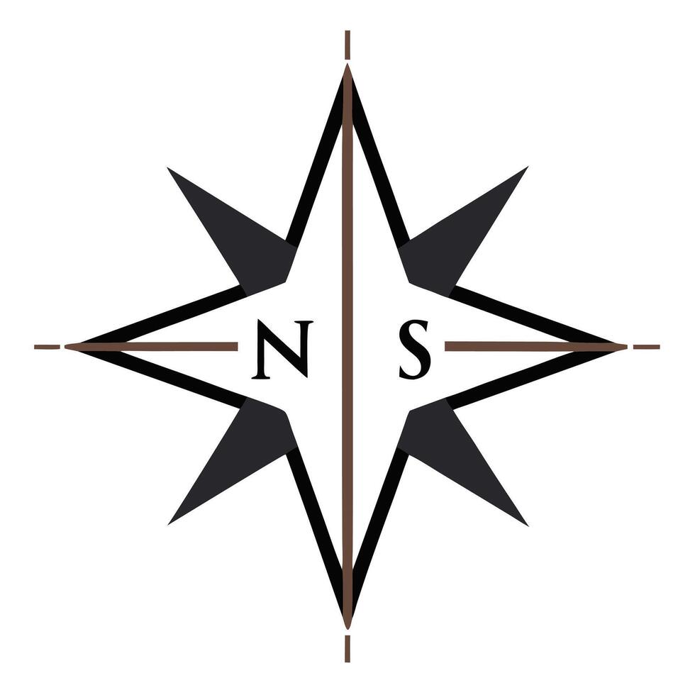 Simple Eight Pointed Star Compass Rose Design vector