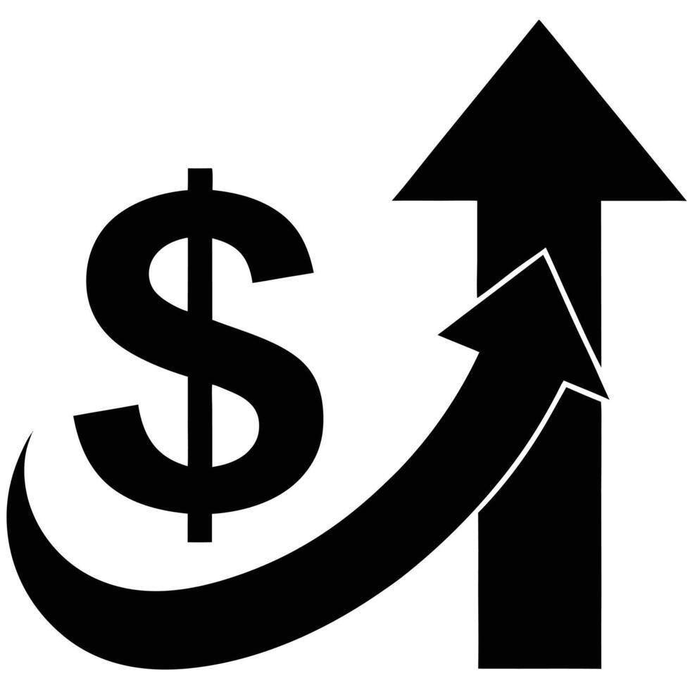 Dollar Sign with Upward Trending Arrows Representing Growth vector