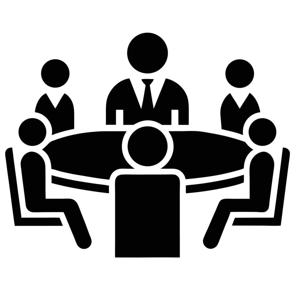 Business Meeting Icon People Around a Table in Discussion vector