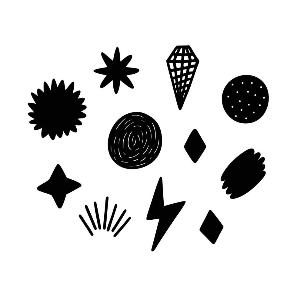 Collection of Abstract Black Shapes on White Background vector