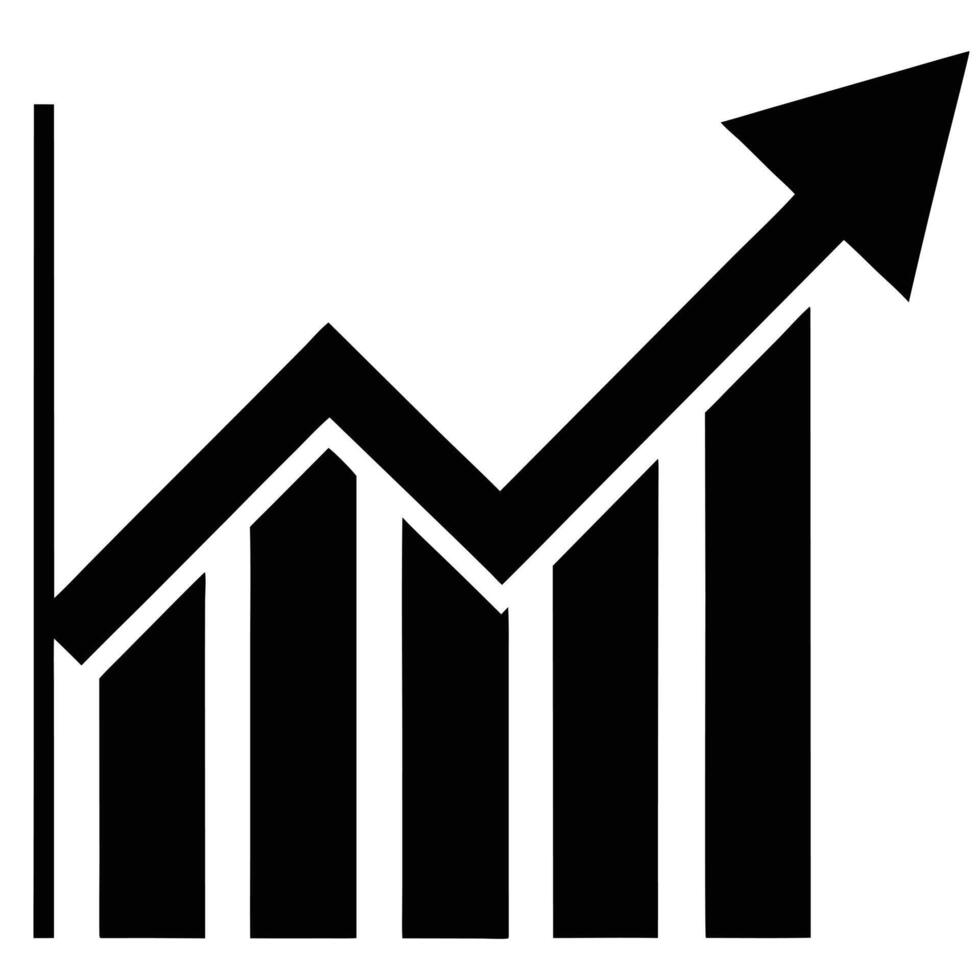 Upward Trending Bar Graph Icon Black and White vector