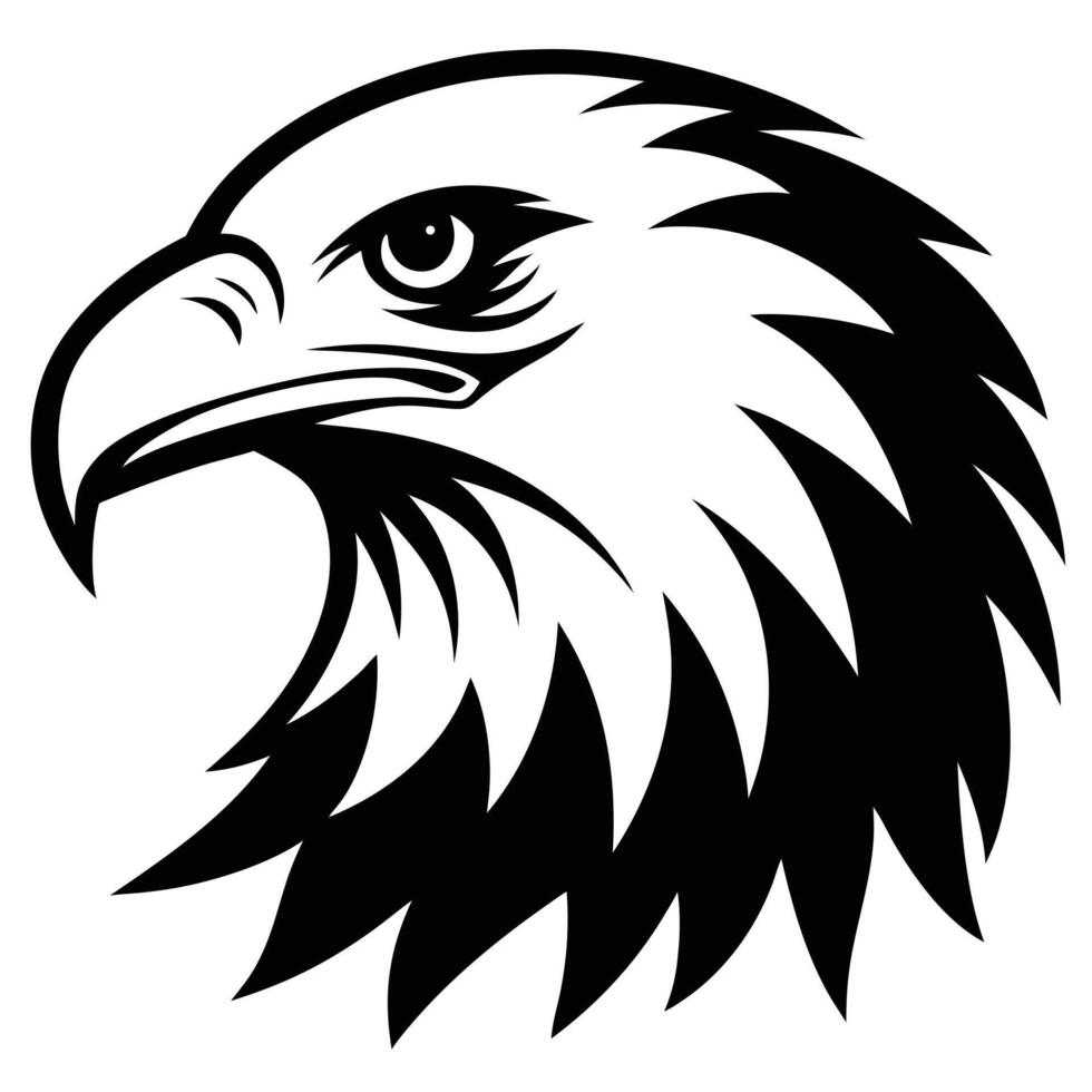 Bold Black and White Eagle Head Profile Illustration vector