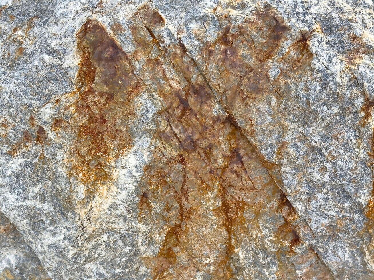 Rugged rock surface with natural brown streaks and textured patterns photo
