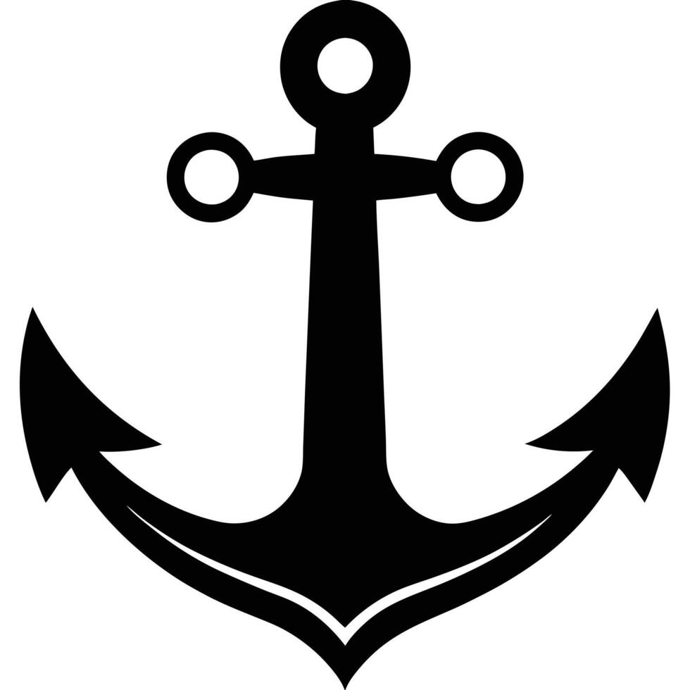 A Simple Black and White Anchor Illustration vector