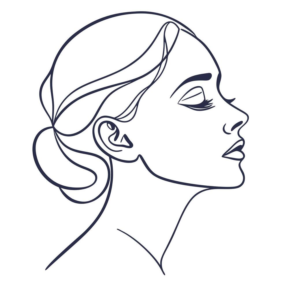 Elegant Line Art Profile of a Woman with Closed Eyes vector