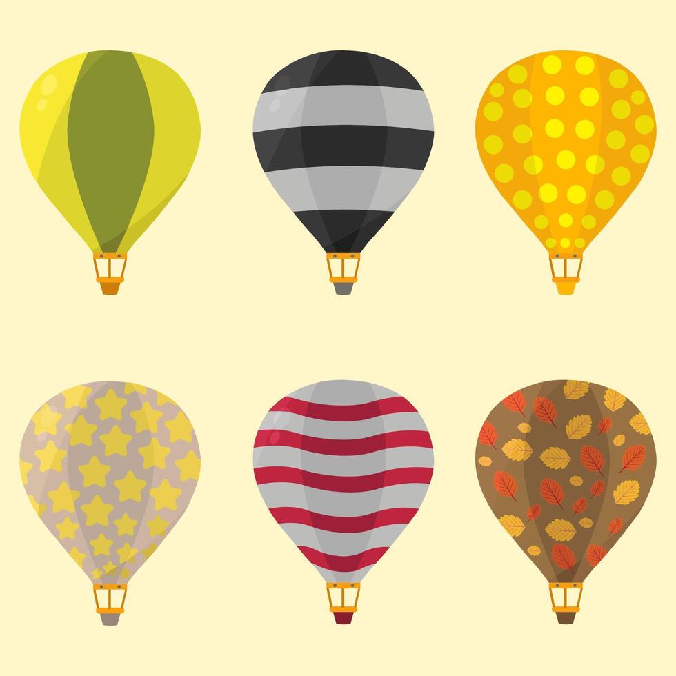 collection of hot air balloons in various colors and styles vector