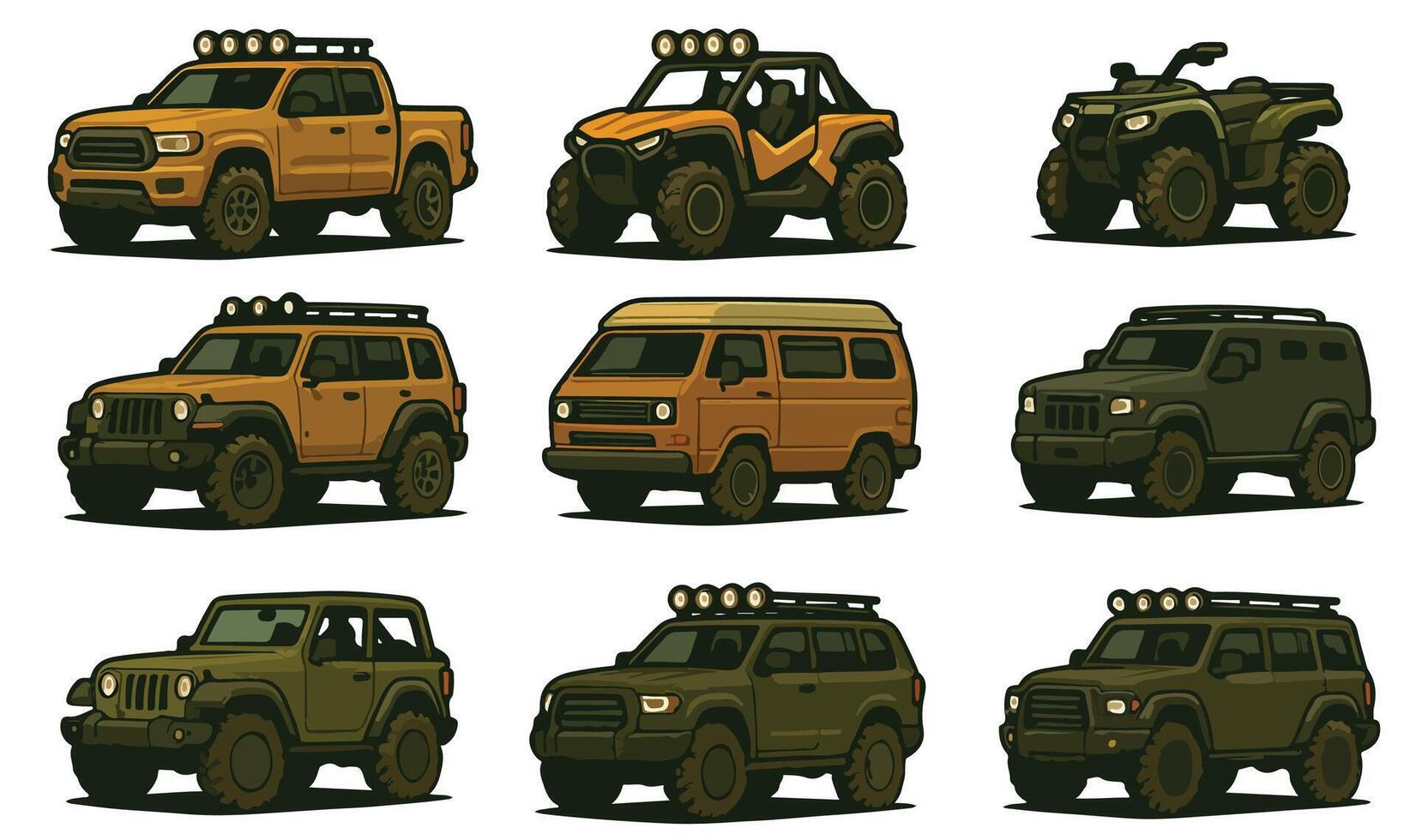off road vehicles set of different vehicles vector