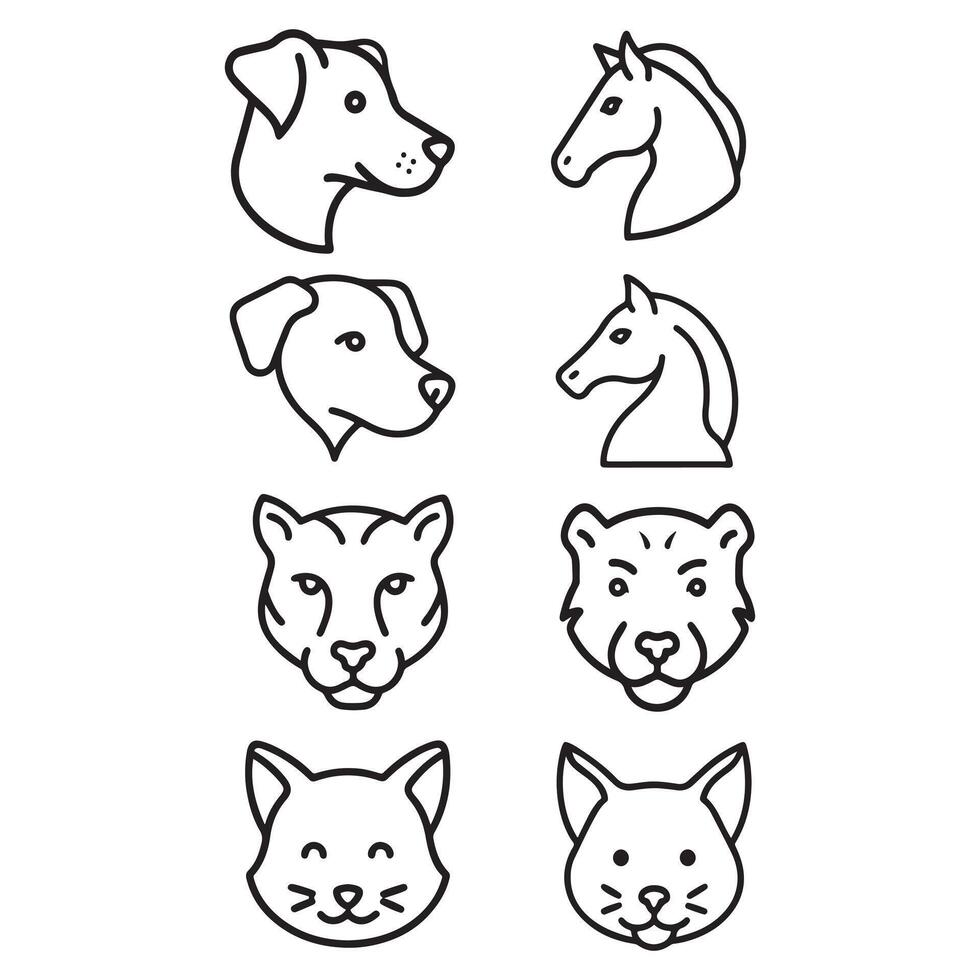 Set of animal head art design vector