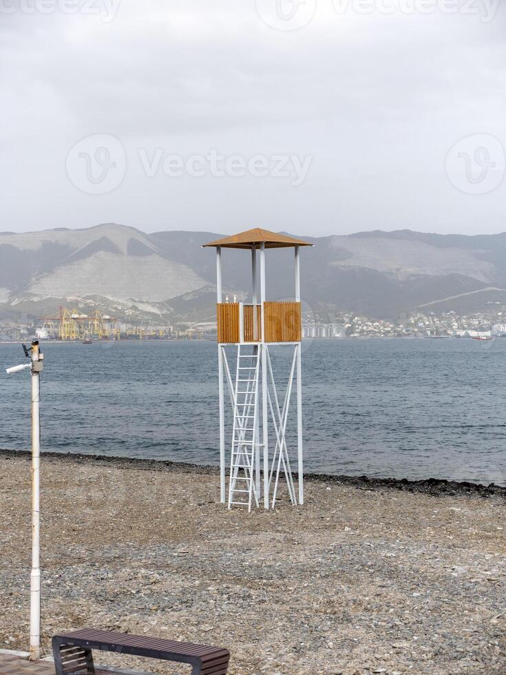 Observation tower on the beach Rescue post photo