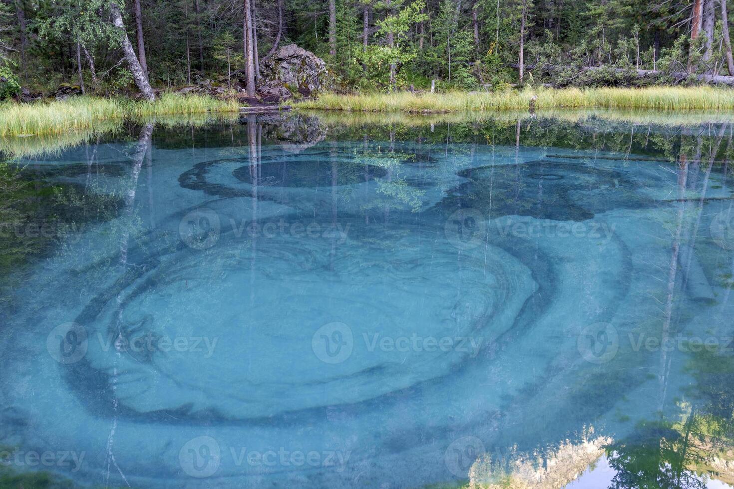 Amazing a blue geyser lake in the mountains of Altai, Russia photo
