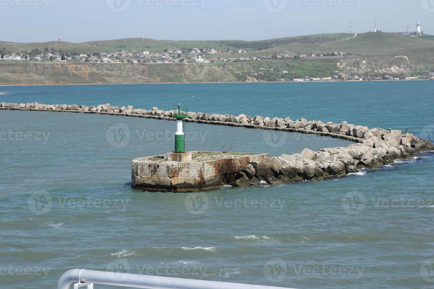 View of Kerch Strait from the side of the ferry photo