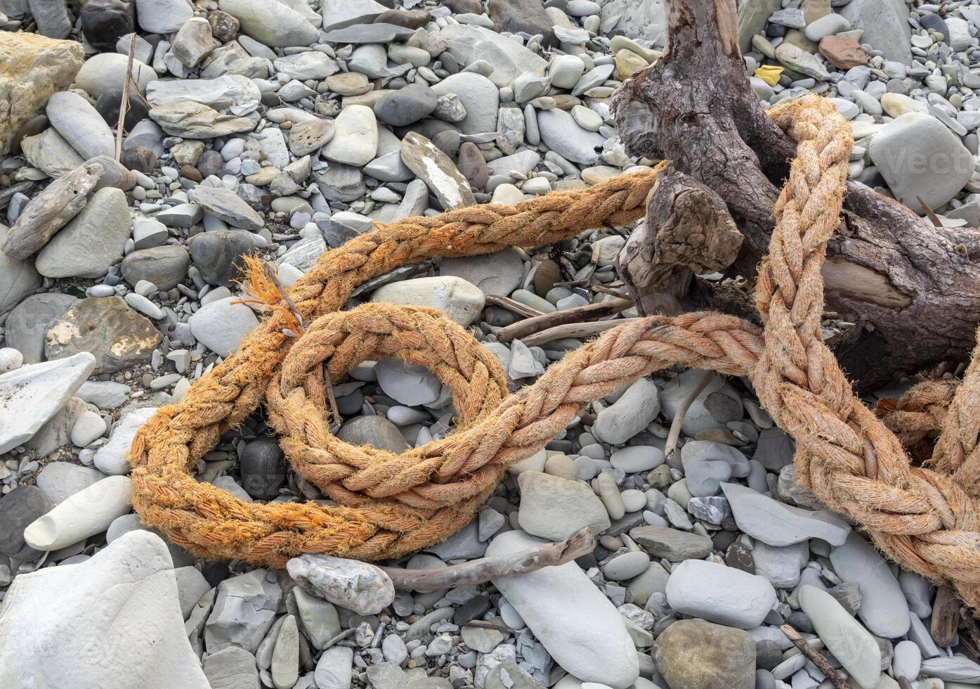 Big Marine Sea Ship Ropes washed ashore by a storm photo