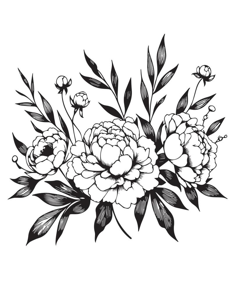 Rose flower single line art vector