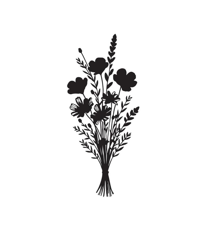 flower line art minimal design vector