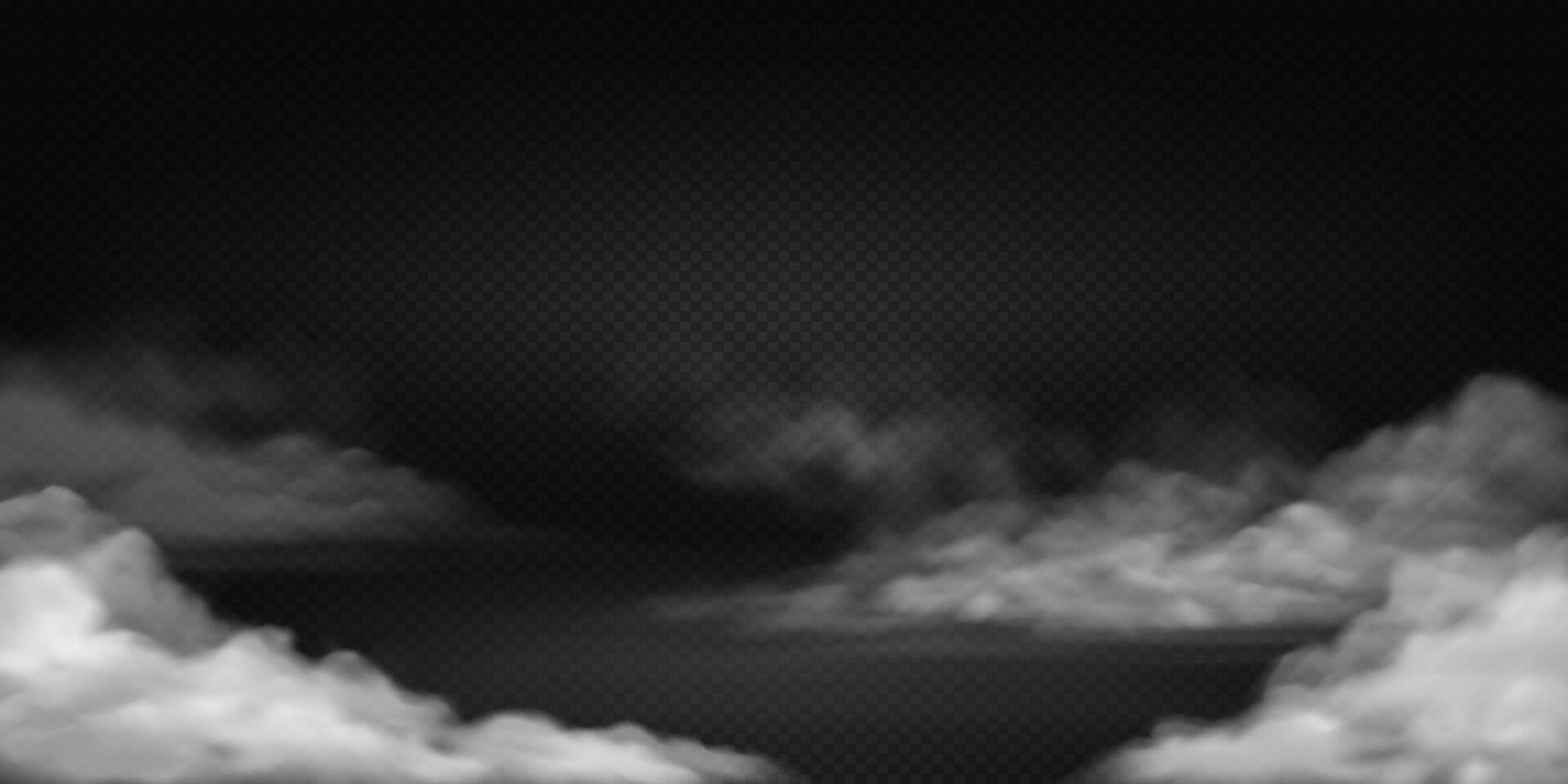 Realistic illustration of smoke on floor swirls against black background adds mysterious atmospheric effect to design projects perfect for digital artwork with copy space vector