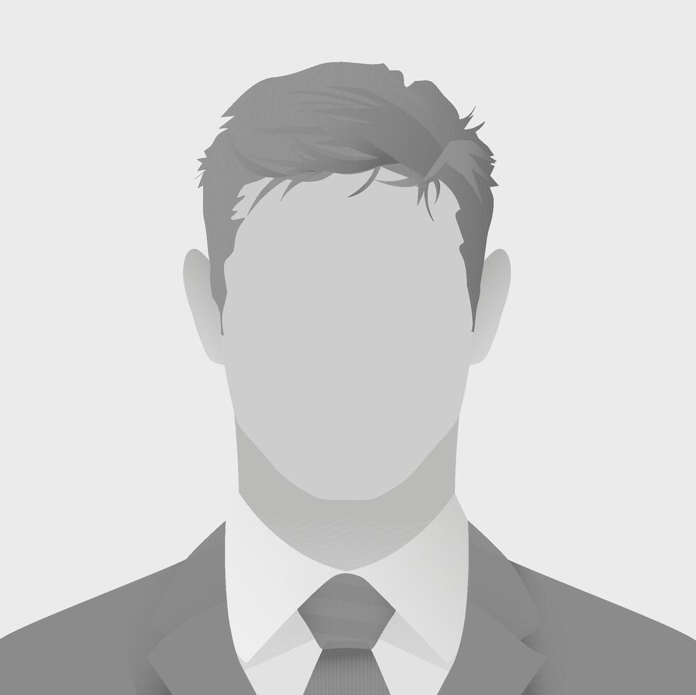 Gray avatar defoult photo placeholder silhouette of faceless businessman in suit and tie on plain background representing anonymity and professionalism in workplace vector