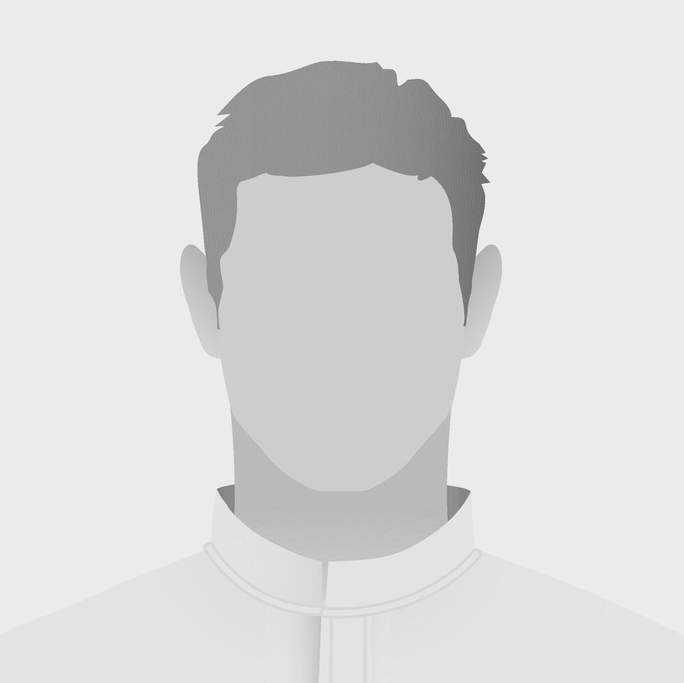 Monochrome avatar defoult photo placeholder illustration showing silhouette of unrecognizable male figure in minimalist style with neutral grey tones for anonymous profile representation vector