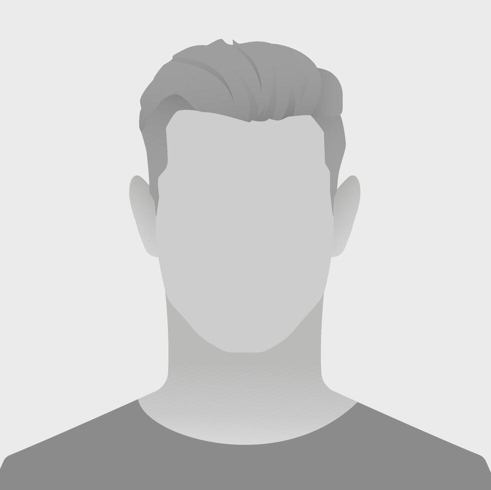 Neutral gray silhouette of male avatar defoult photo placeholder with short hair for anonymous profile picture with minimalist style suitable for various social media platforms and websites. vector