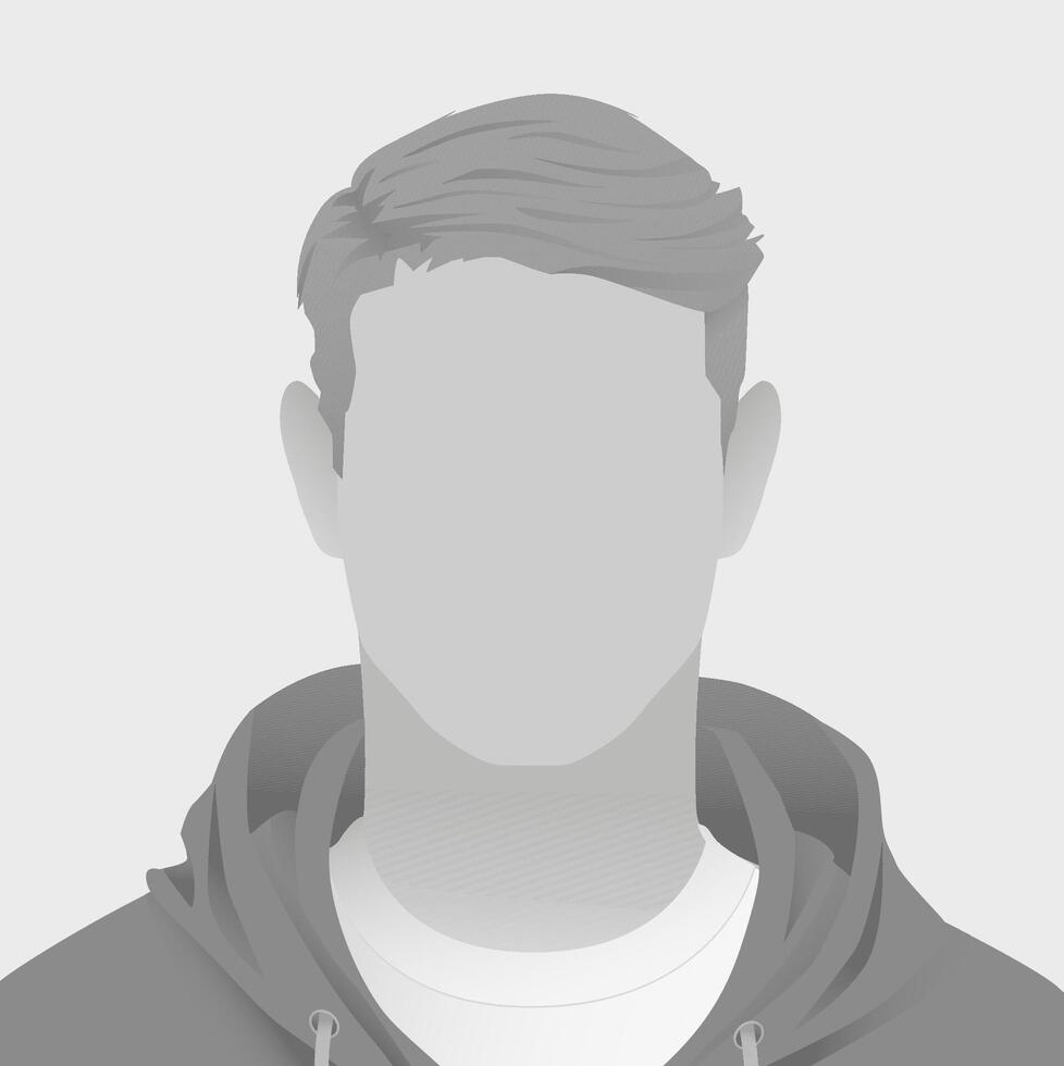 Minimalist illustration of a faceless male avatar defoult photo placeholder wearing a hoodie on a light gray background, ideal for profile pictures and online anonymity themes vector