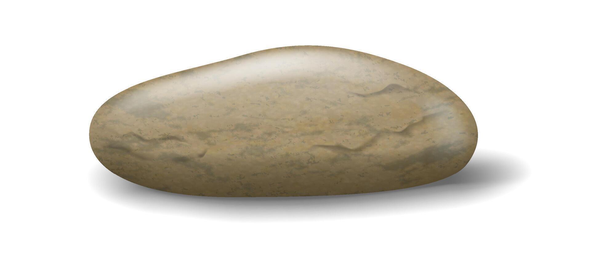 Illustration of a smooth natural stone with rounded shape. Earth tones dominate its surface. Ideal for themes of nature and tranquility in minimalistic settings. vector