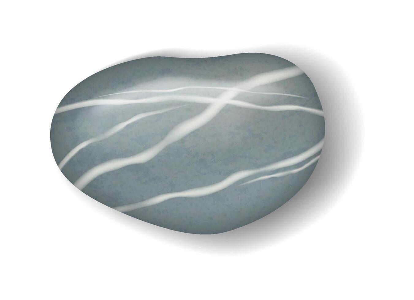 Illustration of a smooth stone with white stripes in shades of grey. Suitable for natural design elements and backgrounds. Reflects tranquility and simplicity. vector