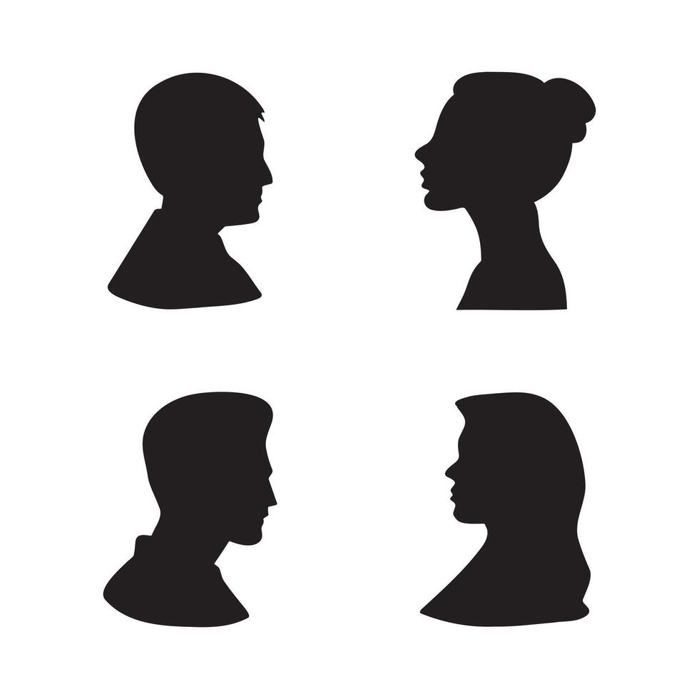 Male and female silhouette profile collection. vector