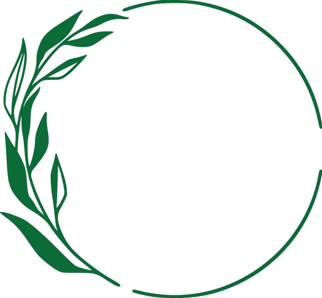 Green botanical circle frame. vector