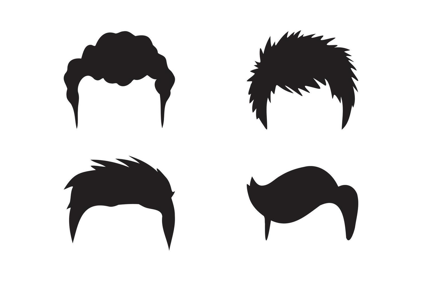 Men's hairstyle silhouettes set. vector