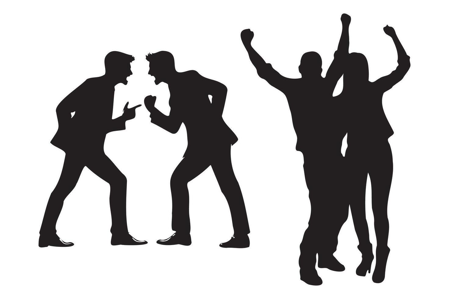 Business conflict and celebration silhouettes. vector