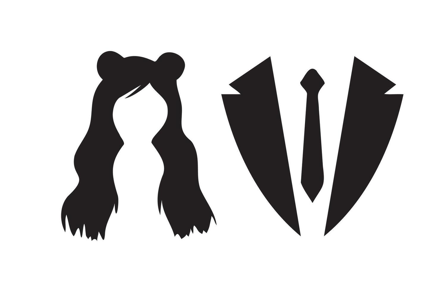 Minimalist female hair and suit silhouettes. vector
