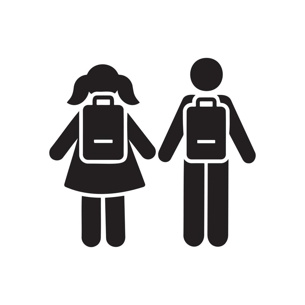 Children walking to school together. vector