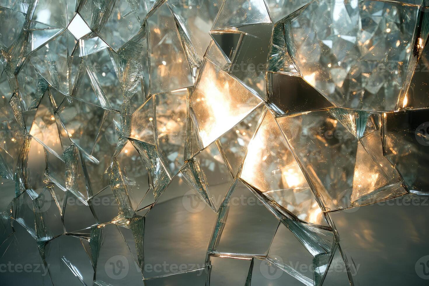Shattered Reflections Distorted Light Through Fragmented Mirrors photo