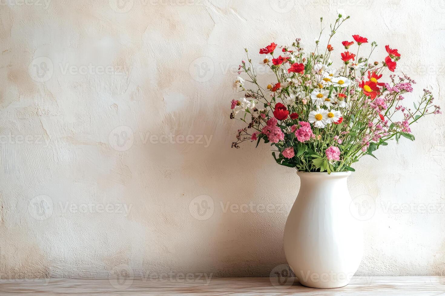 Elegant simplicity Freshly picked flowers in a white jar photo