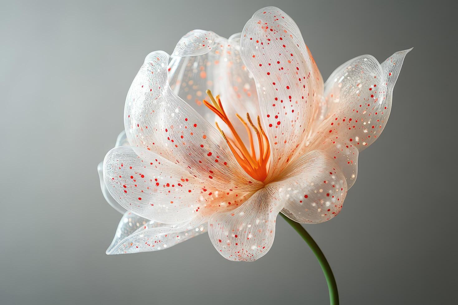 A white flower with red spots on it photo