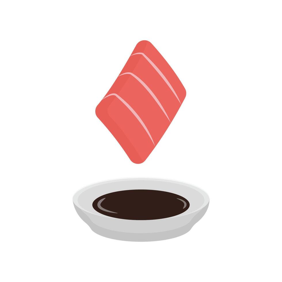 Tuna Sashimi Flat Illustration. Clean Icon Design Element on Isolated White Background vector