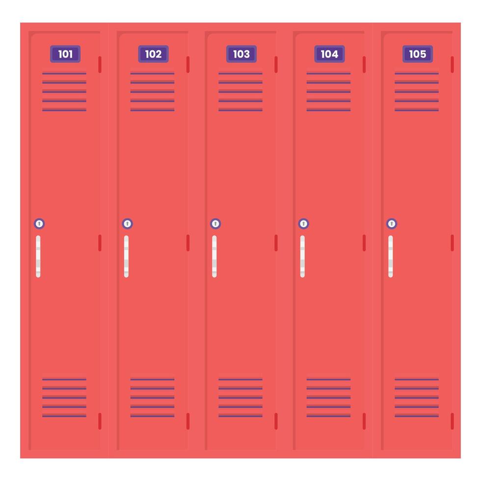 Red School Locker Front Side Flat Illustration. Clean Icon Design Element on Isolated White Background vector