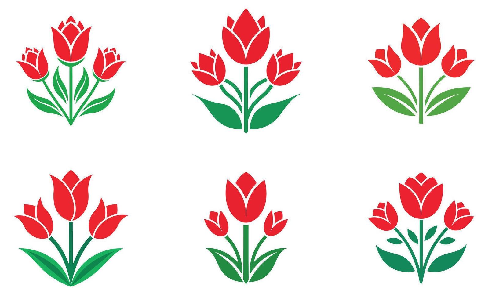 Red Tulip Logo Set vector