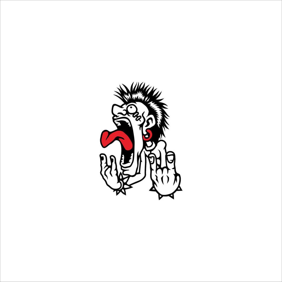 Illustration of punk kid screaming on white background. Can be used as graphic design vector
