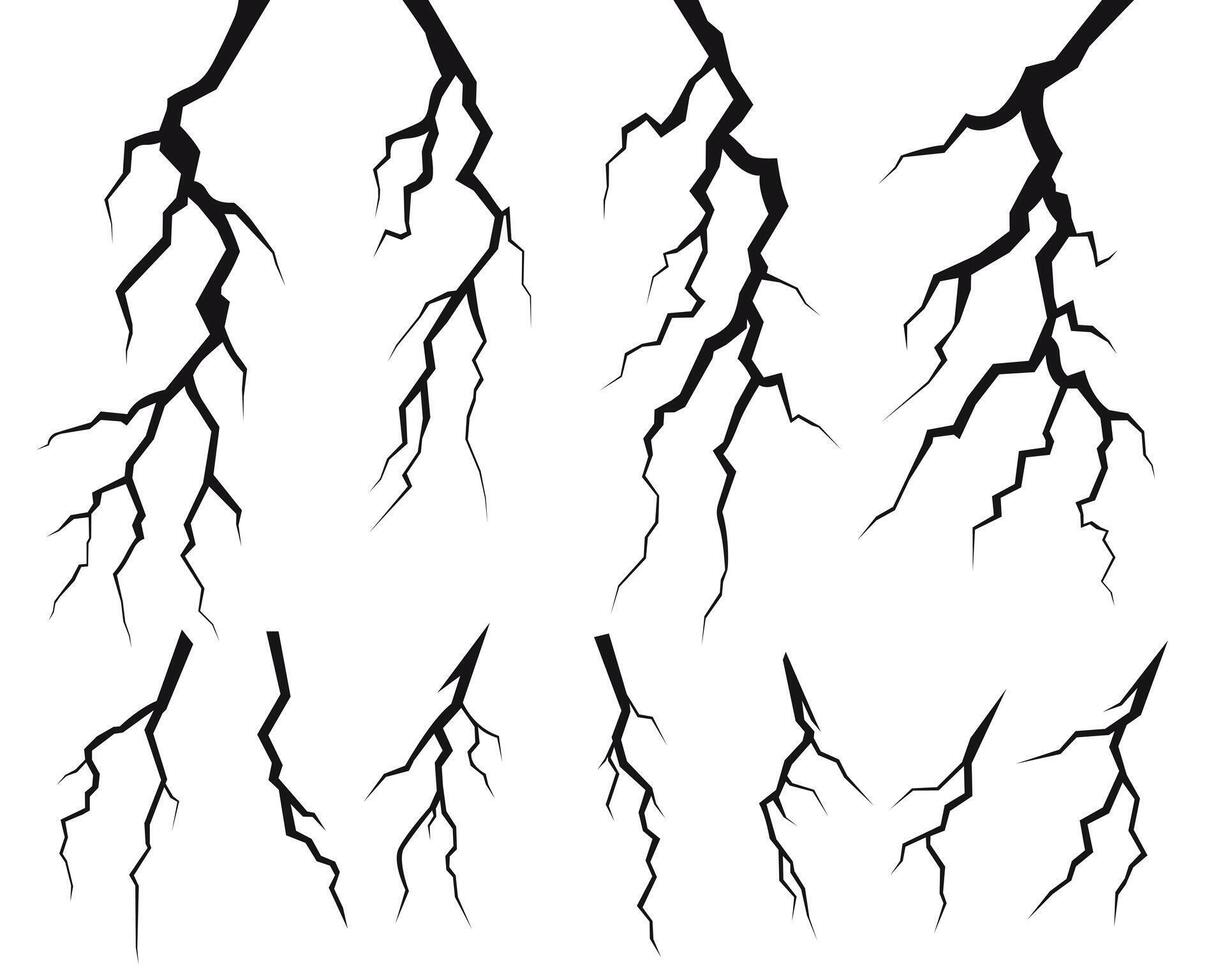 illustration displaying cracks and fissures, symbolizing damage, break, or separation on a white plane background. vector