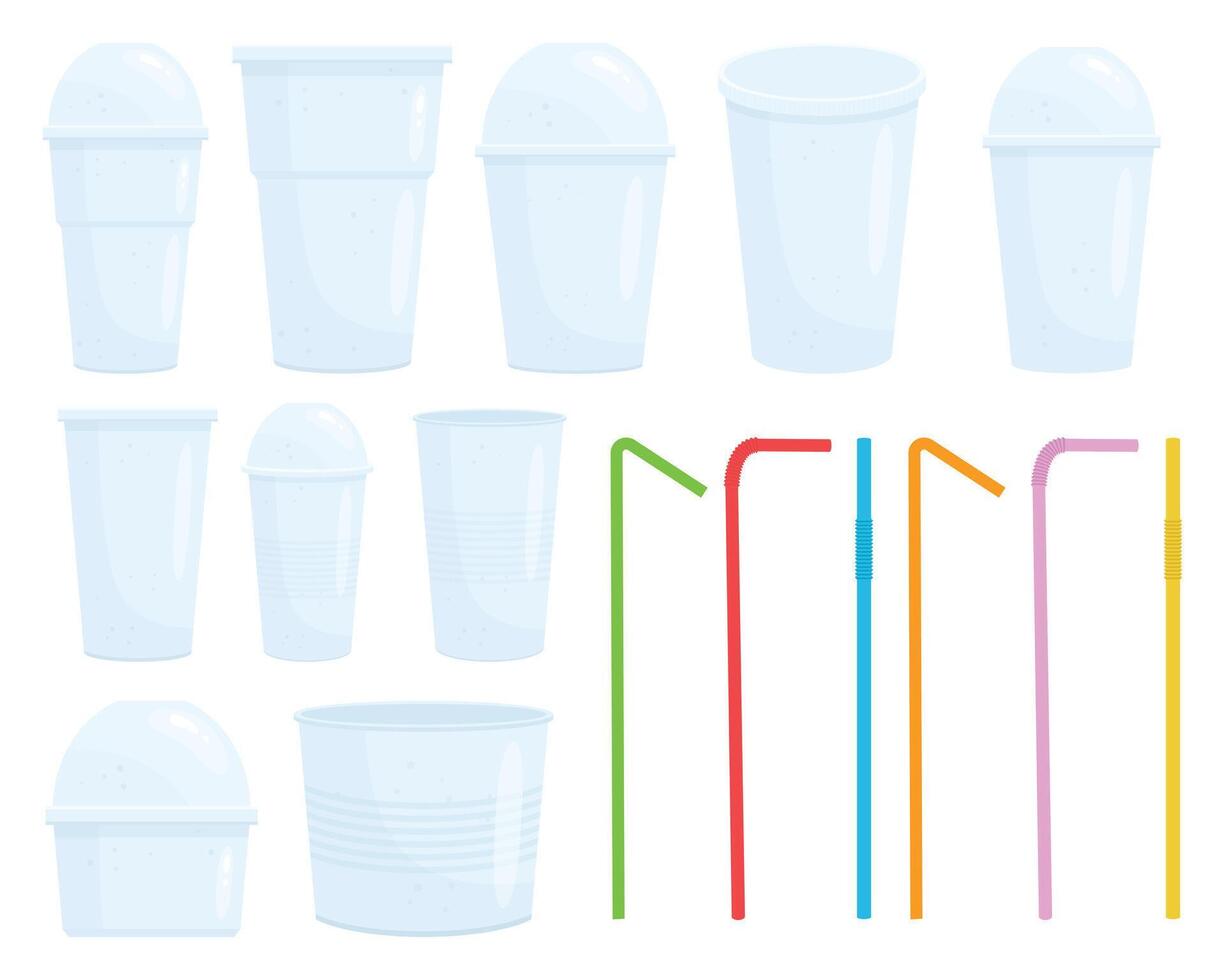 Plastic cup and straw clipart design illustration vector