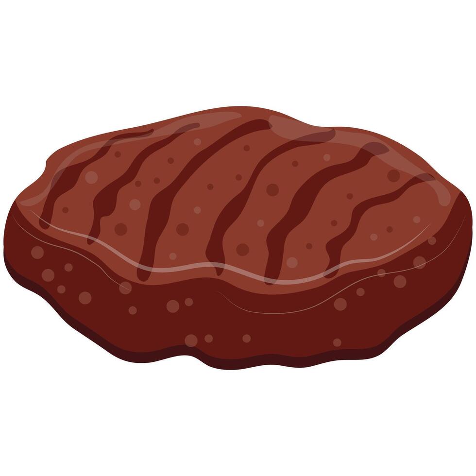 simple icon of a cooked meat patty for a burger fried on the grill, for international hamburger day vector