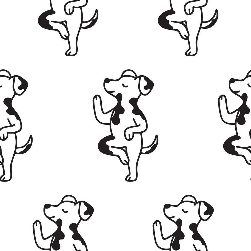 pattern with a simple icon of a dog doing yoga, namely balancing on one paw, for logos and various designs vector