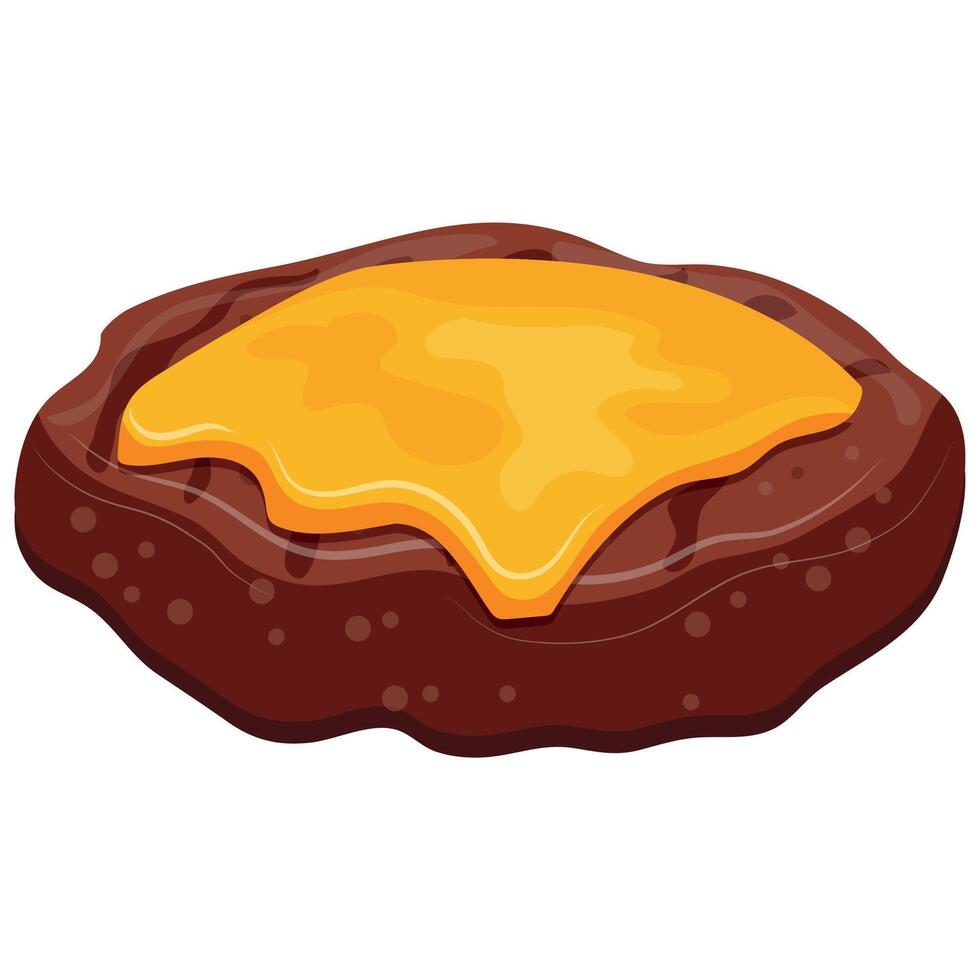 simple icon of a grilled hamburger patty with a melted piece of cheese, for International Hamburger Day vector