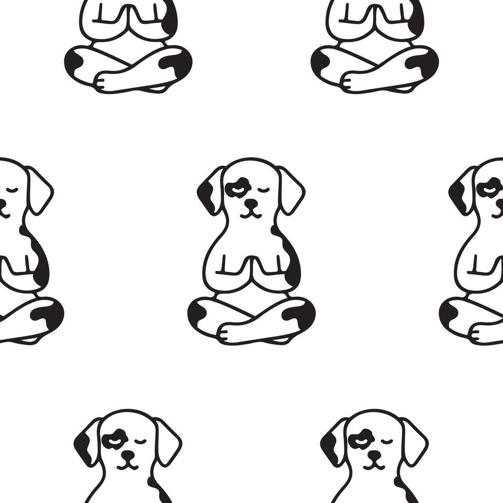 pattern with a simple icon of a dog doing yoga, namely sitting in the lotus position, for logos and various designs vector