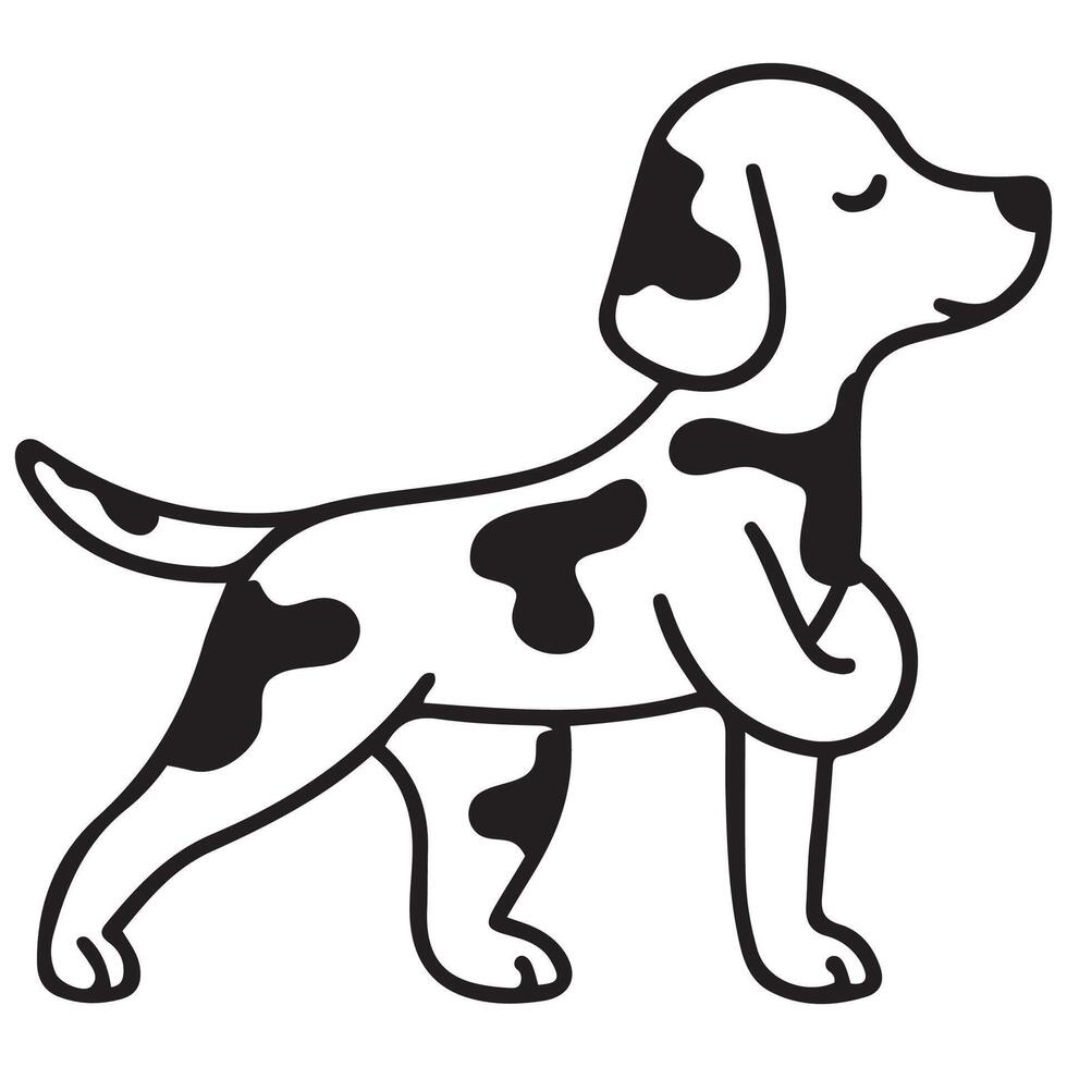 simple icon of a dog doing yoga, namely standing with a wrapped paw and meditating, for logos and various designs vector