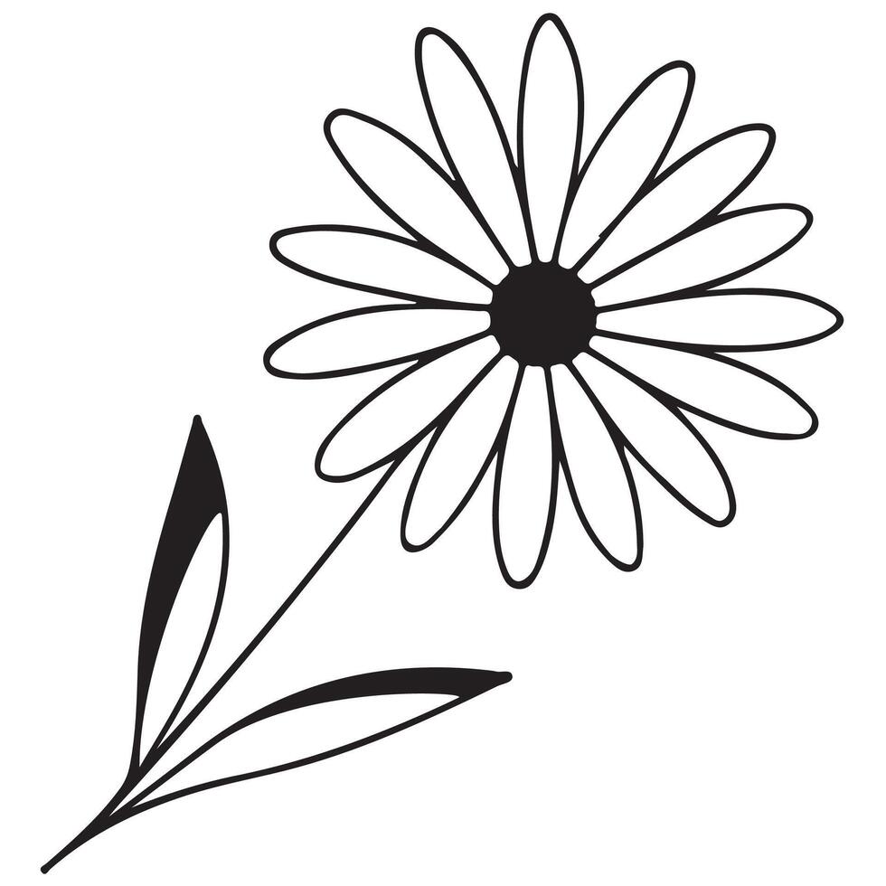 simple icon of a sunflower bud drawn with a few lines in line art style, for logos and tattoos vector