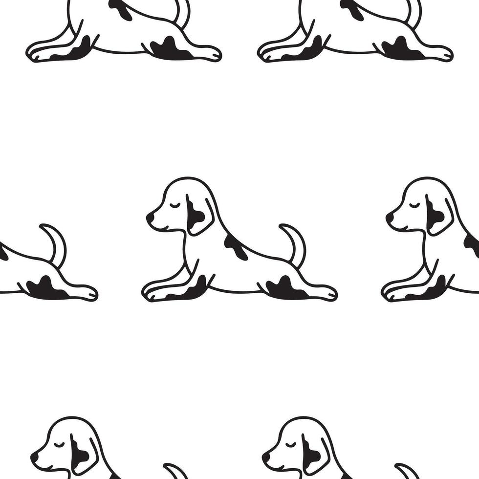 pattern with a simple icon of a dog doing yoga, namely lying in the sphinx pose, for logos and various designs vector