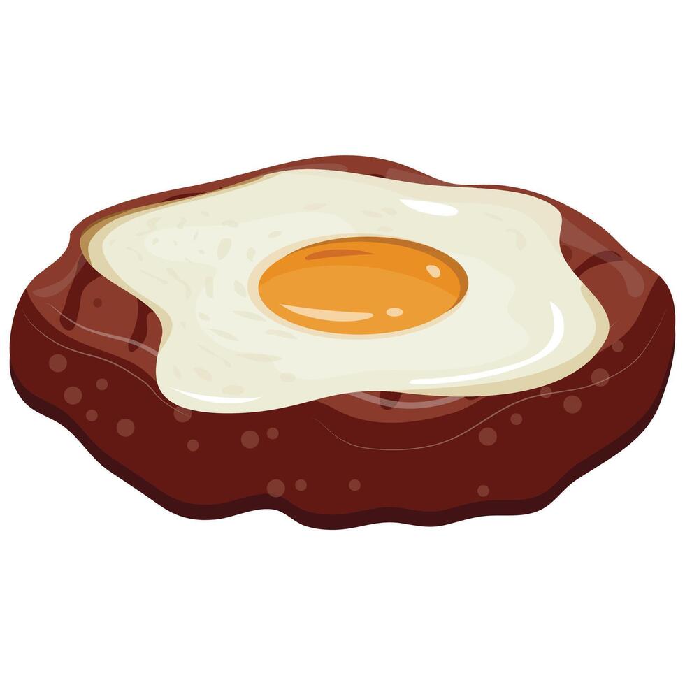 icon of a fried meat patty for a hamburger toasted on the grill and a fried chicken egg, for international hamburger day vector